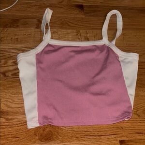 SHEIN Pink and White Ribbed Top